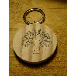 PORTE CLE BOIS ROND ARBRE DE VIE